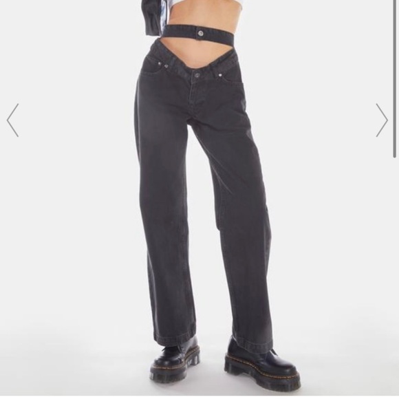 NWT Ragged Priest Waist cut out black jeans - Picture 1 of 3